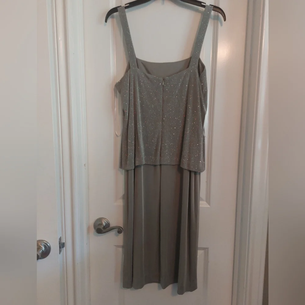 Alex Evenings Woman's Dress Set, Dusty Green With Silver Glitter, Size 12